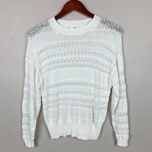 Aritzia Wilfred Pointelle Sweater Open Knit Cream Pullover Women's S